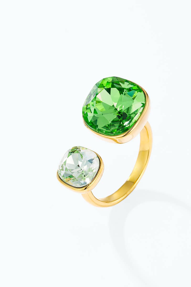 Bague à double cristal coloré en acier inoxydable 424AQ375