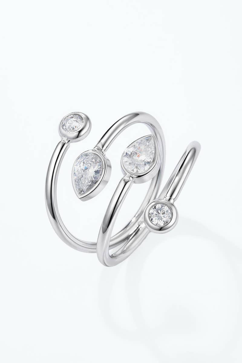 Bague multi-bandes à zircons en acier inoxydable 424AQ510