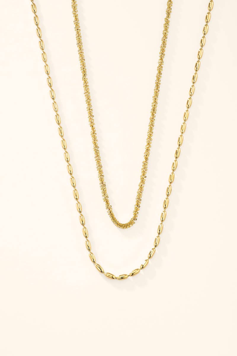 Stainless steel double chain necklace 224AQ386