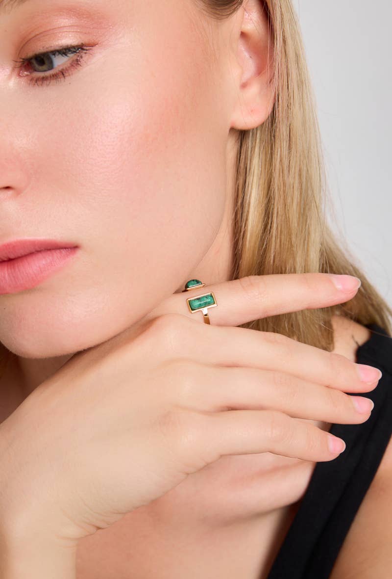 Bague Avec Pierre En Acier Inoxydable 424RX107