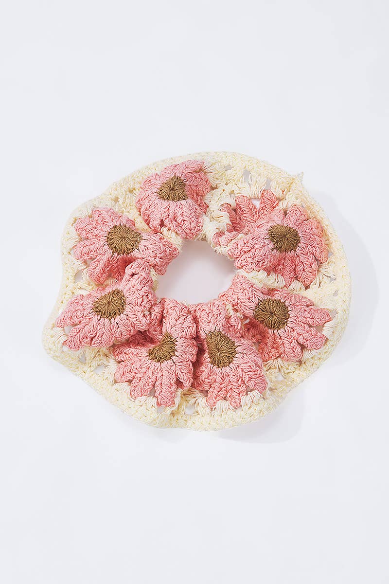 Crochet flower elastic scrunchie 12cm FQ102
