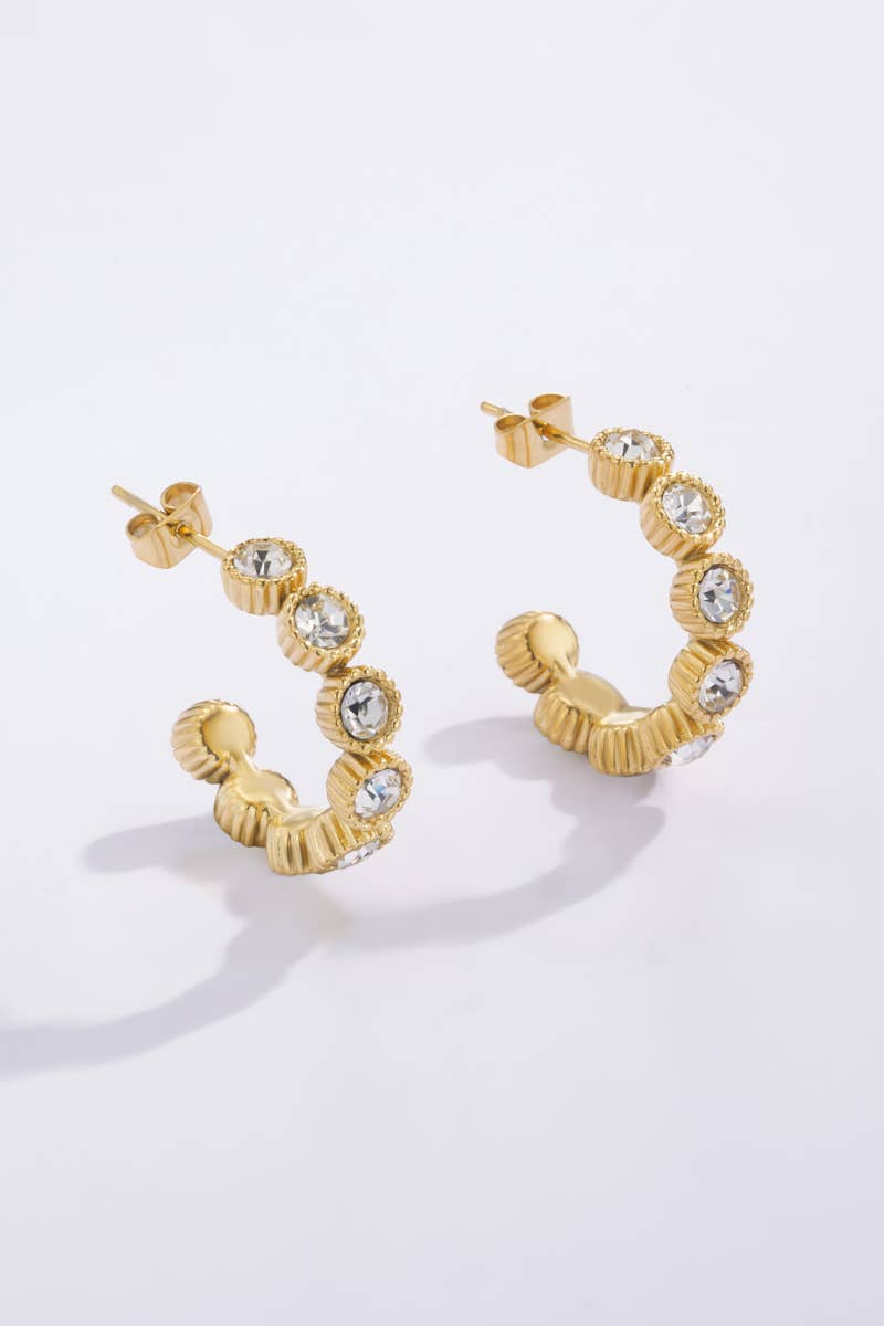 Boucles d'oreilles demi créoles strassées 124AQ125