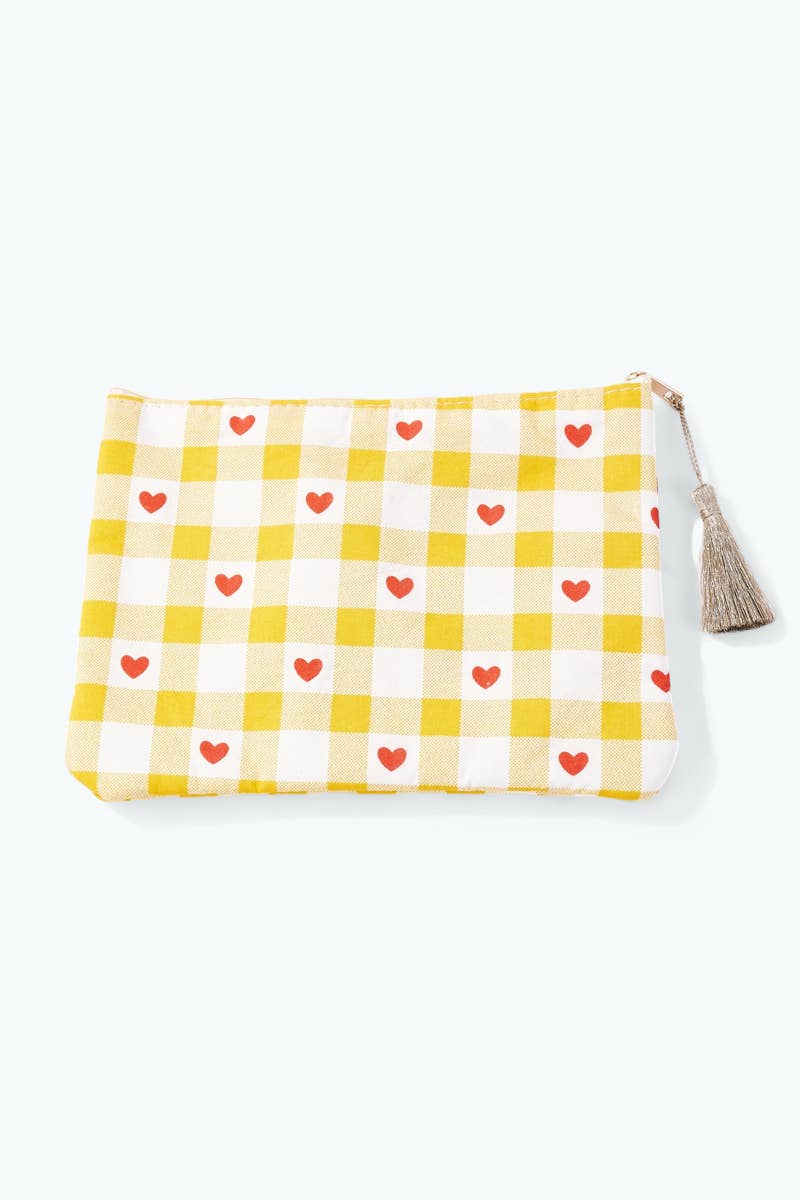 Heart gingham print pouch 21x16 cm CY70