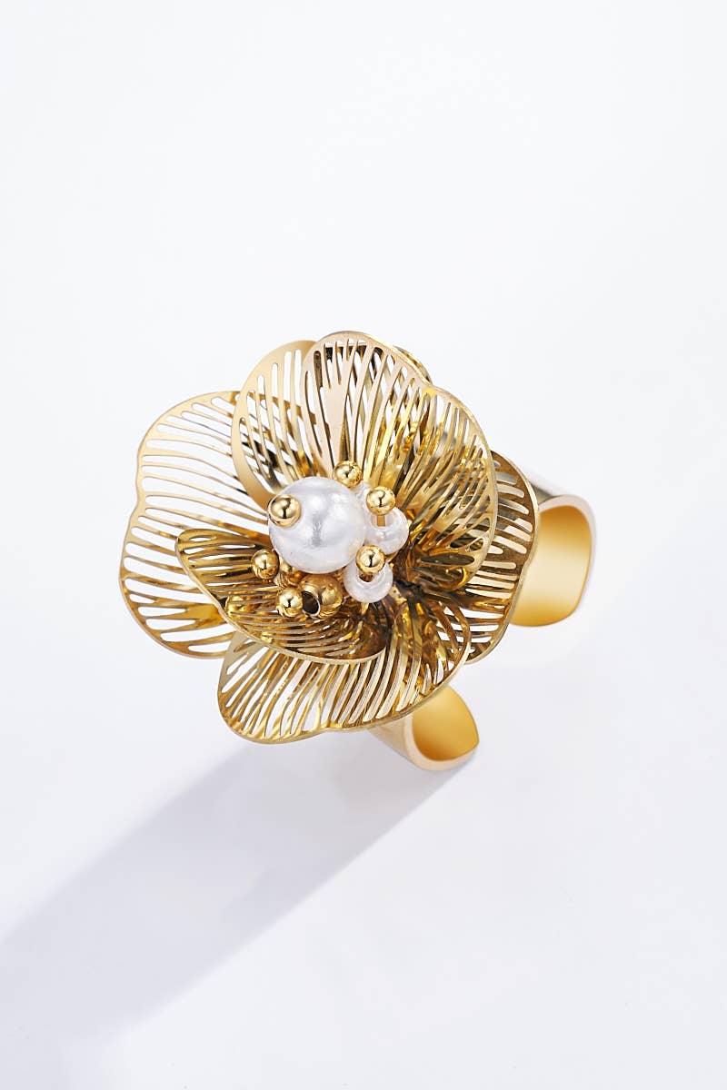 Bague fleurs en acier inoxydable 424YC69