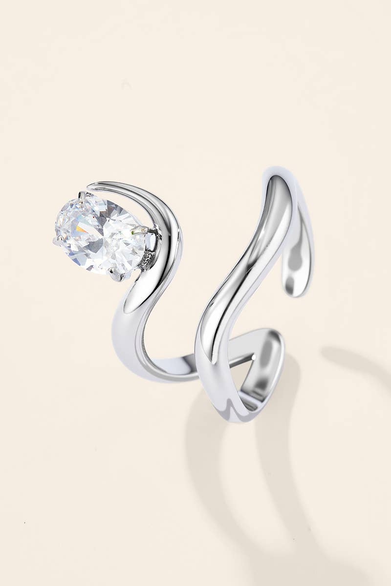 Intertwined stainless steel solitaire ring 424AQ348