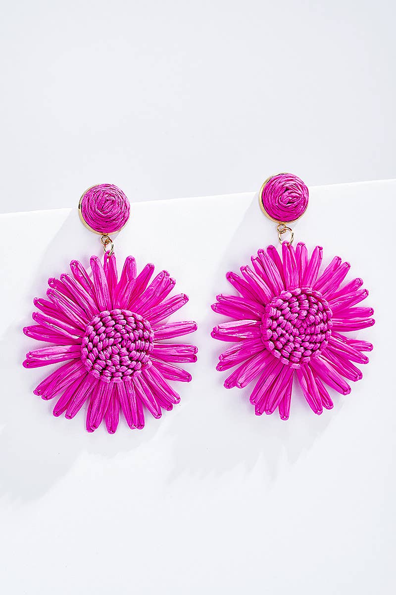 Straw earrings with steel stud 124NN08
