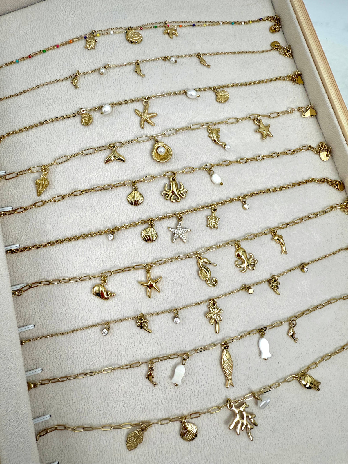 Set of 10 stainless steel anklets SET301