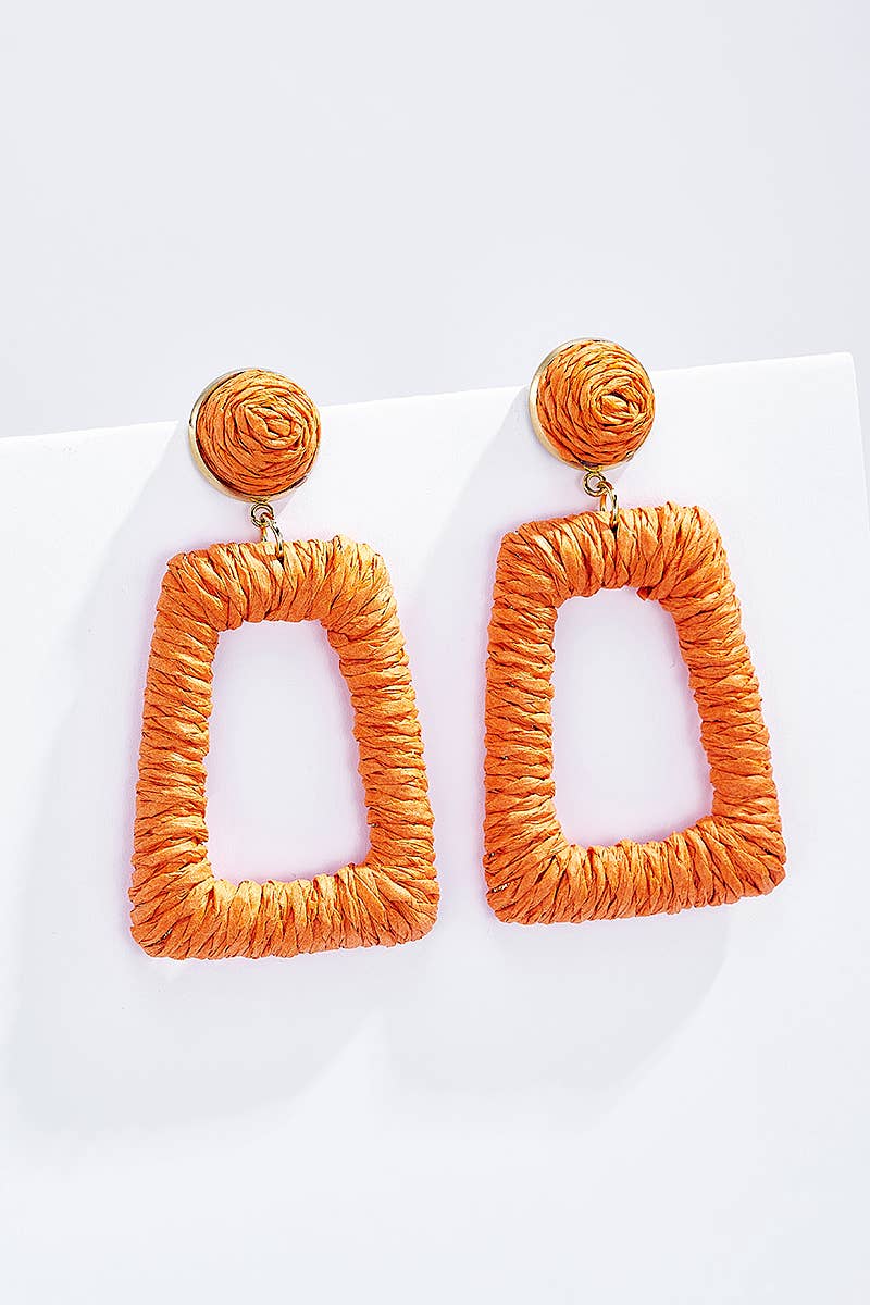 Boucles d'oreilles en paille avec puce acier 124NN05