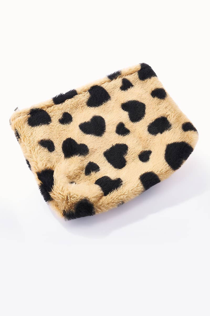 Pochette fausse fourrure motif cœur CY213JH