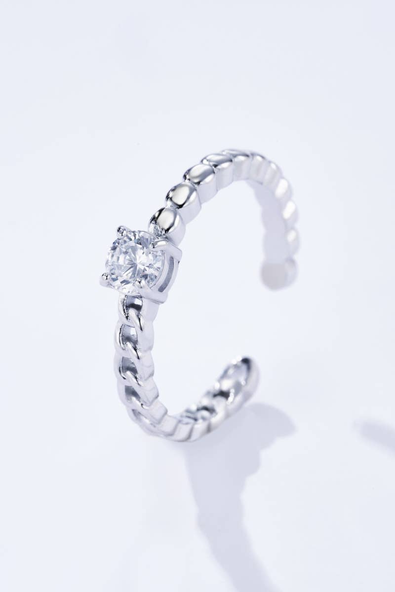 Bague solitaire texturée en acier inoxydable 424AQ105