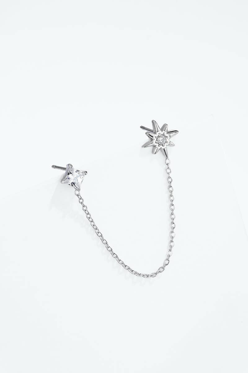 Mono-boucle double piercing étoile en acier 124AQ806