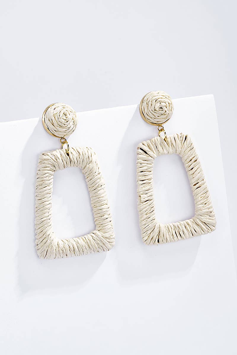 Boucles d'oreilles en paille avec puce acier 124NN05