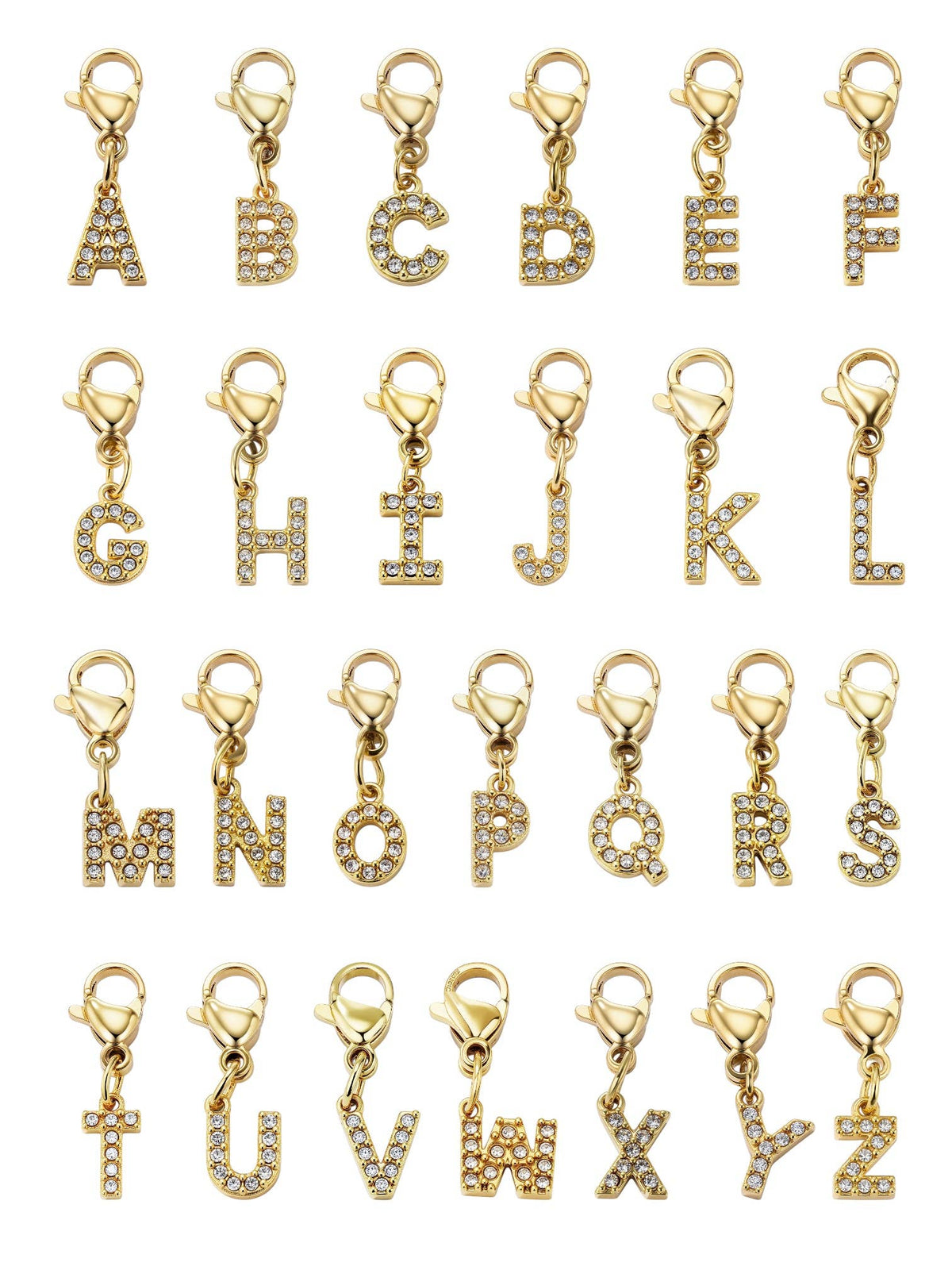 Charm breloque strassé CHARM-LETTRES-STRASS CHARM-LETTRES