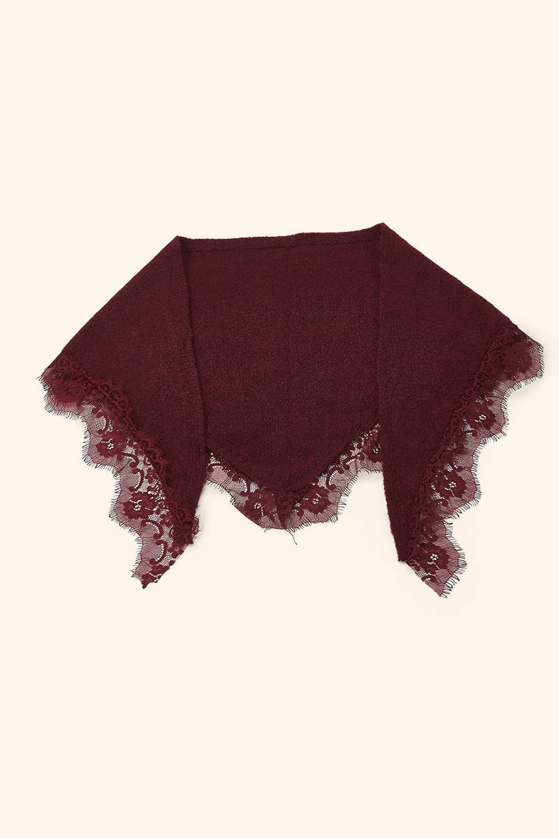 Écharpe triangle en laine bordure dentelle FL601DF