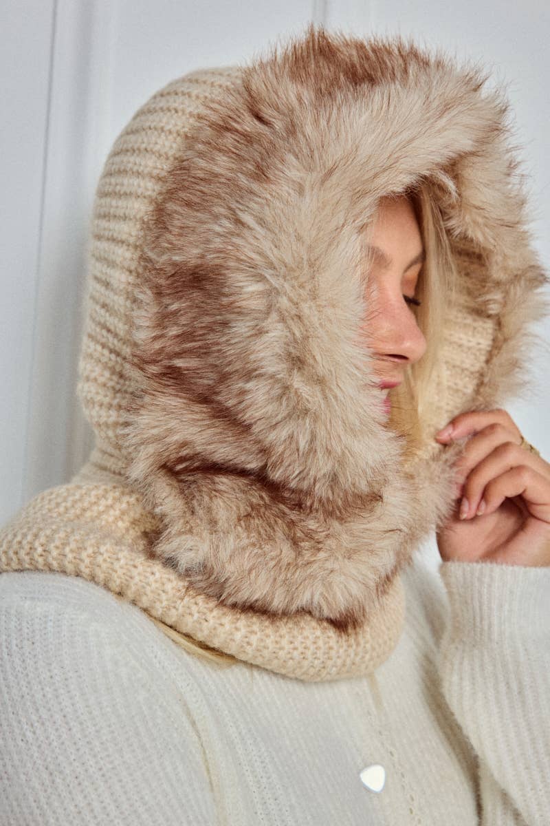 Wool beanie with faux fur MJ222SD