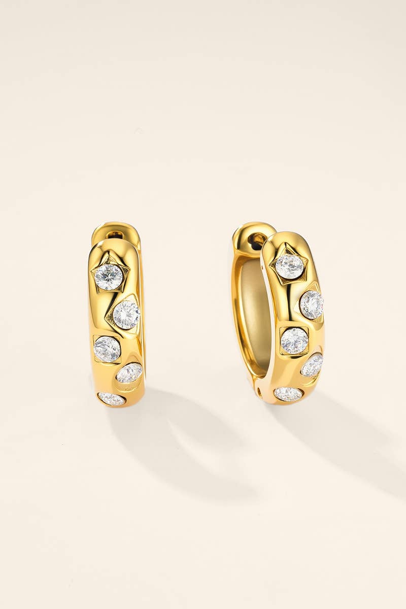 Steel hoop earrings with cubic zirconia 124AQ731