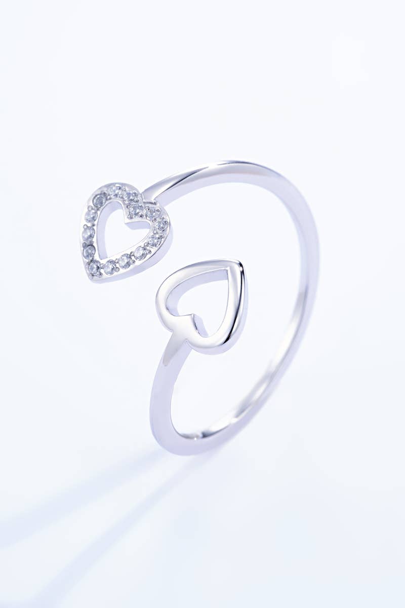 Bague cœur avec strass en acier inoxydable 424AQ61