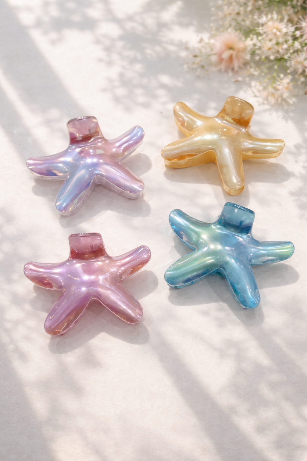 9 cm pearlescent starfish hair clip YH85