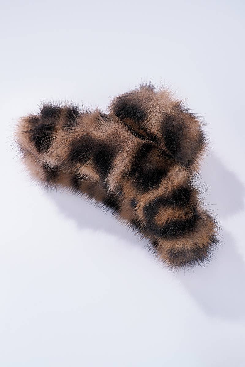 Pince à cheveux en fausse fourrure léopard ZE09
