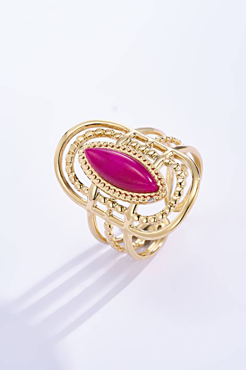 Bague avec pierre coloré en acier inoxydable 424RX89