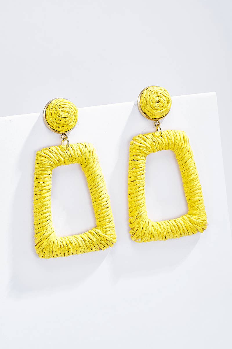 Boucles d'oreilles en paille avec puce acier 124NN05