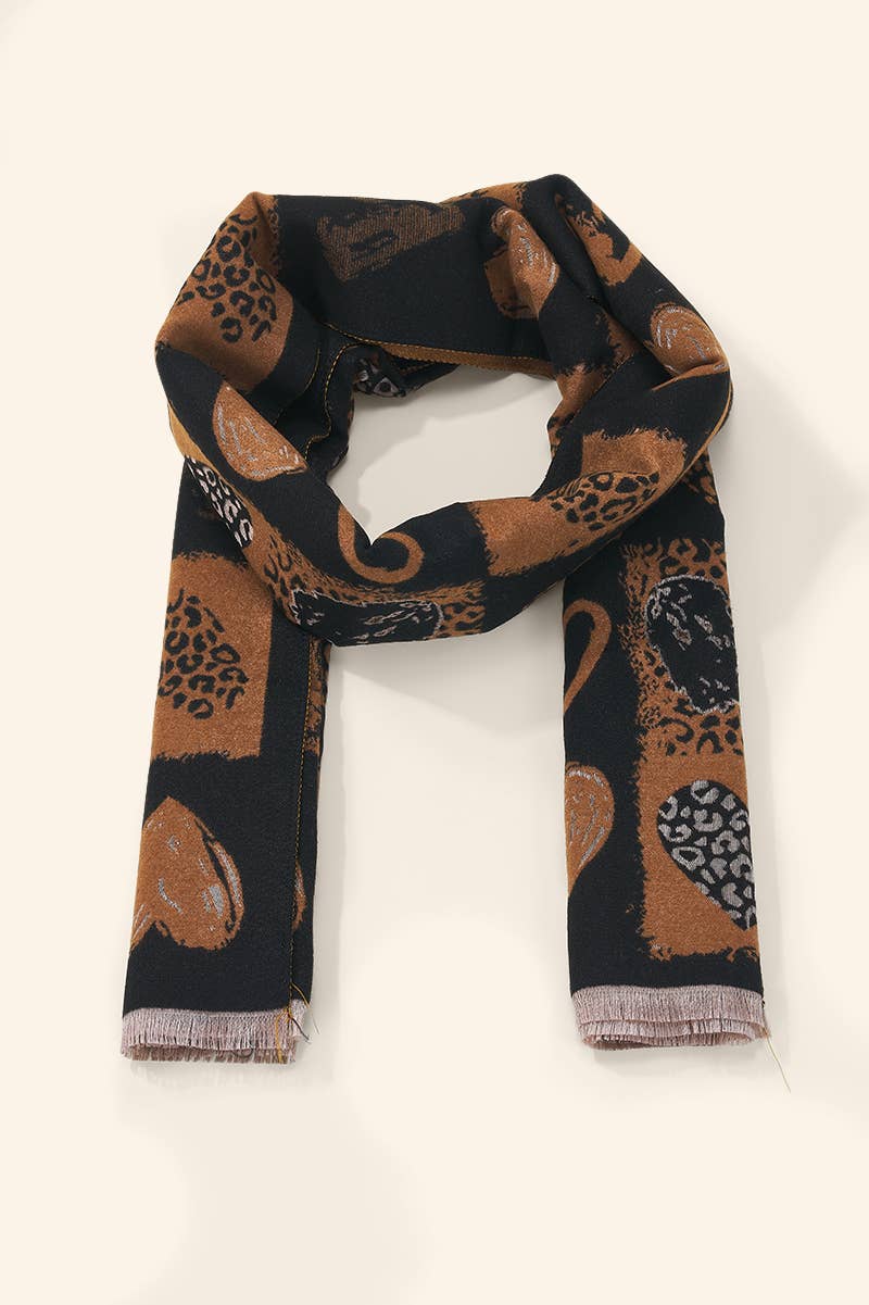 Leopard heart wool scarf FL615DF
