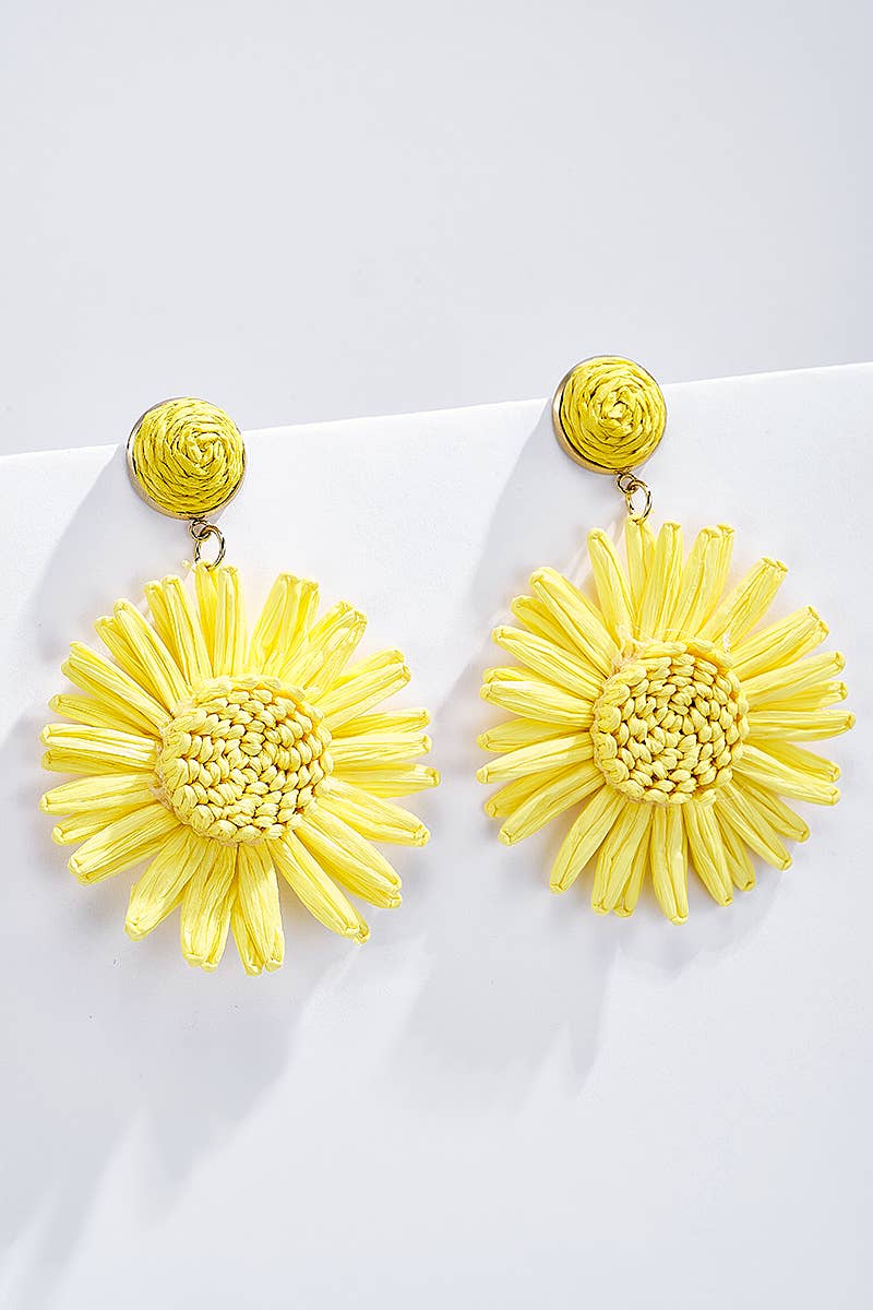 Straw earrings with steel stud 124NN08