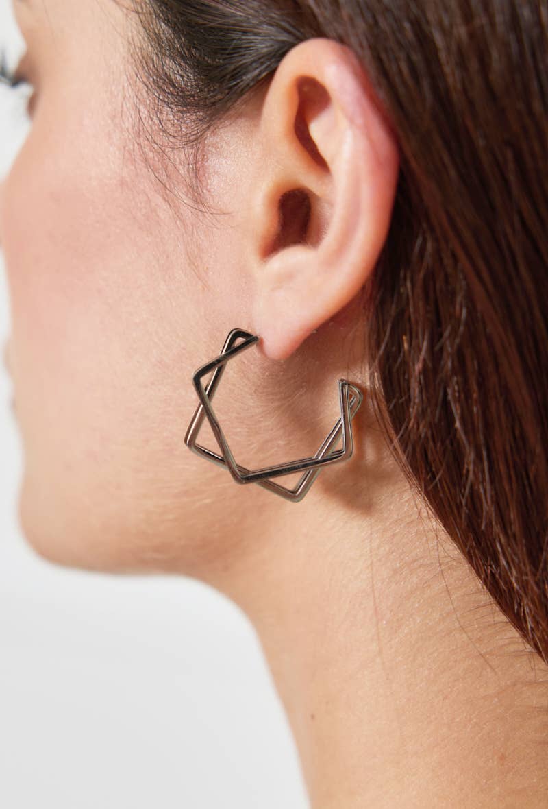 Boucles d'oreilles demi créoles en acier inoxydable 124DY11