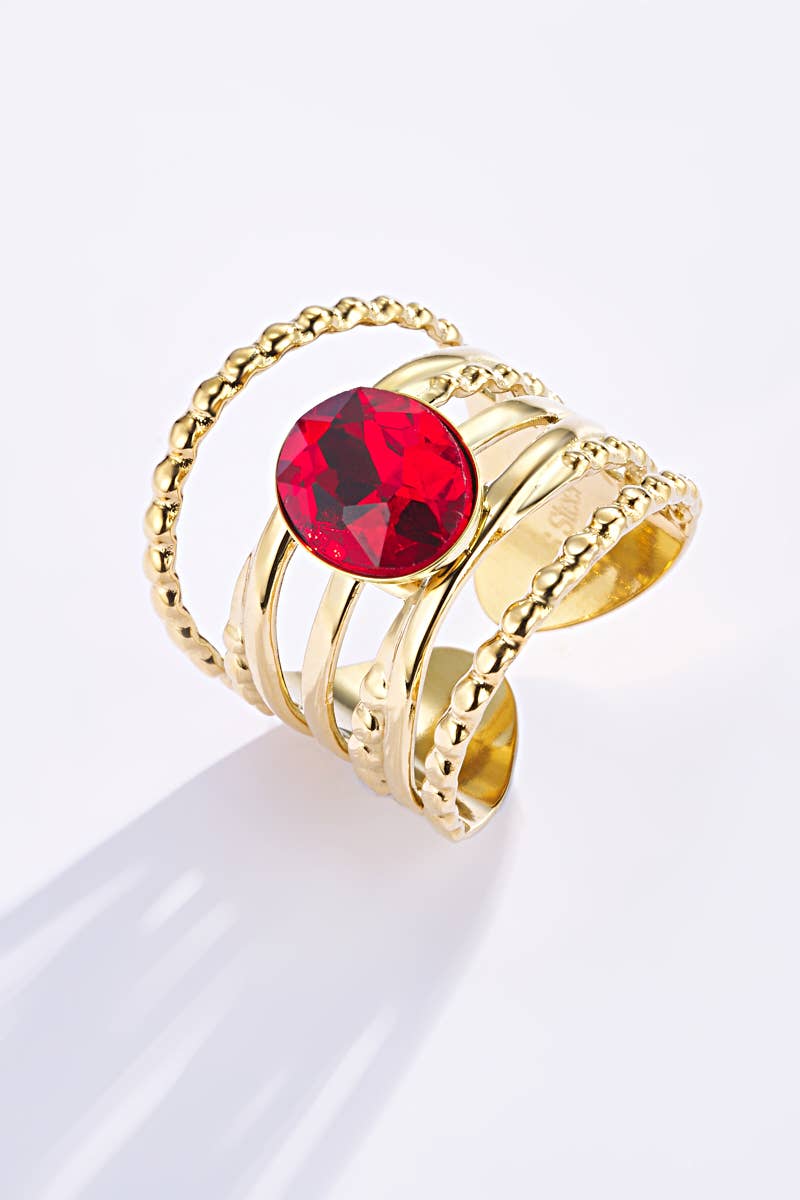 Bague avec pierre colorée en acier inoxydable 424RX83