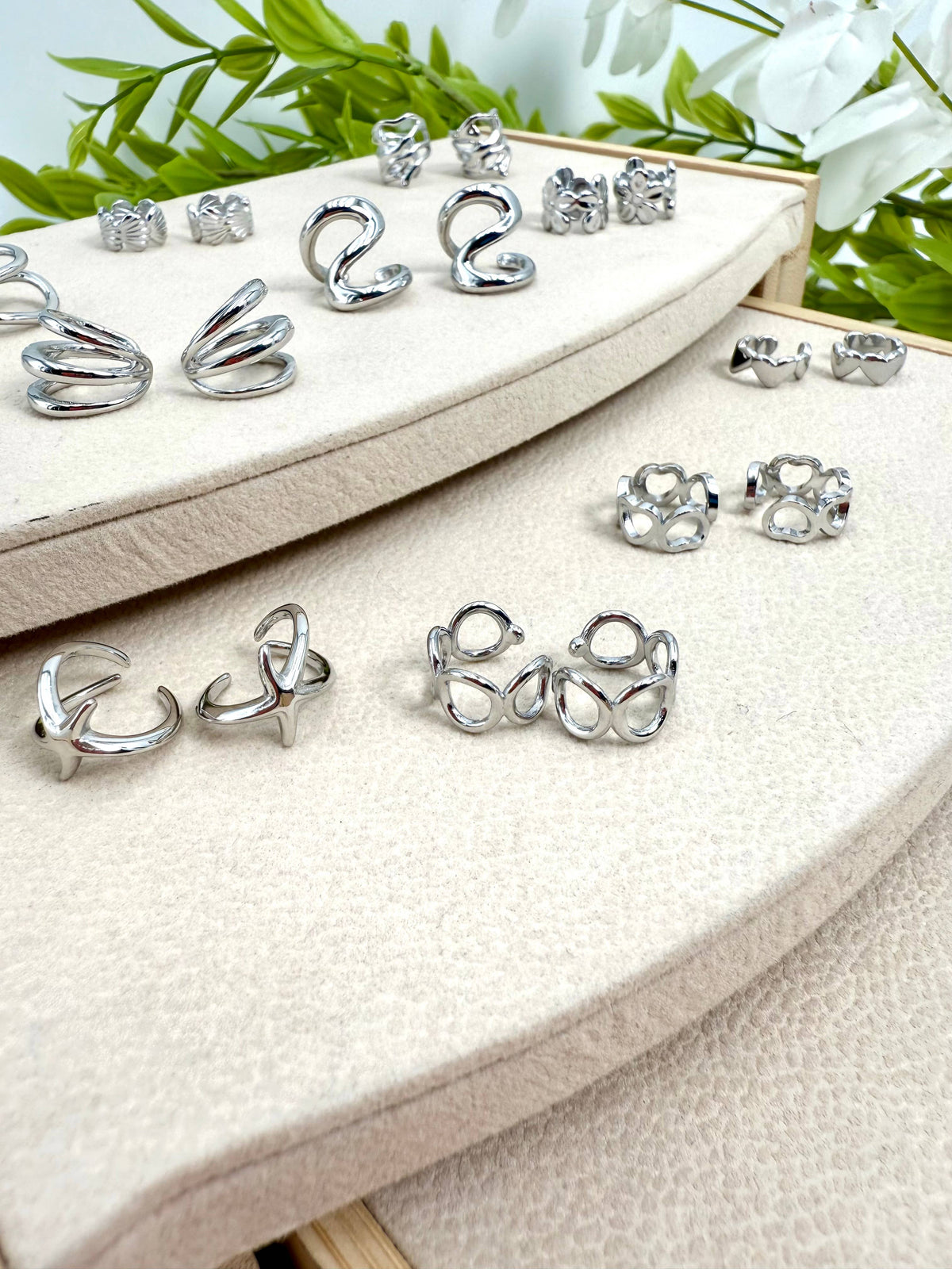 Set of 10 stainless steel earcuffs SET287