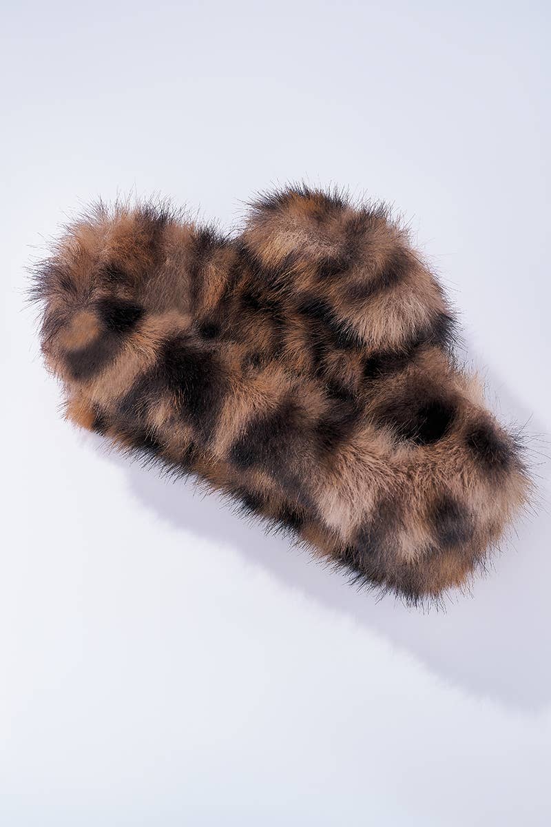 Pince à cheveux rectangle en fausse fourrure léopard ZE08