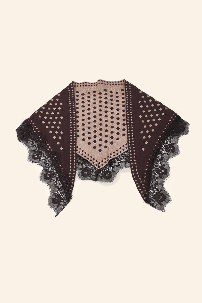 Polka dot and lace triangle scarf FL603DF