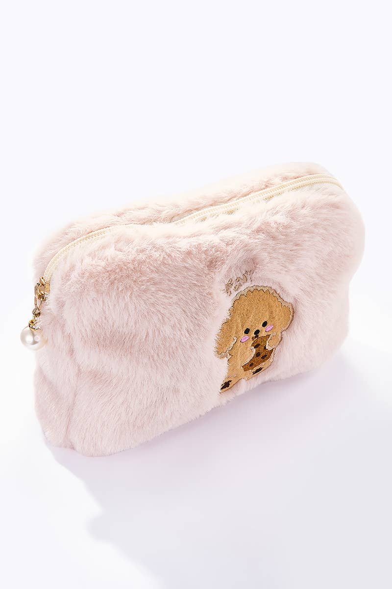Teddy bear faux fur pencil case CY222JH