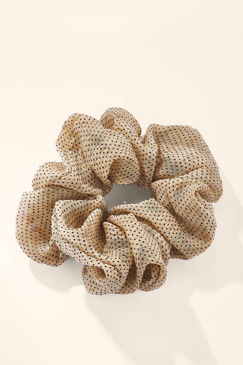 Polka dot chiffon scrunchie 10cm FQ258XQ