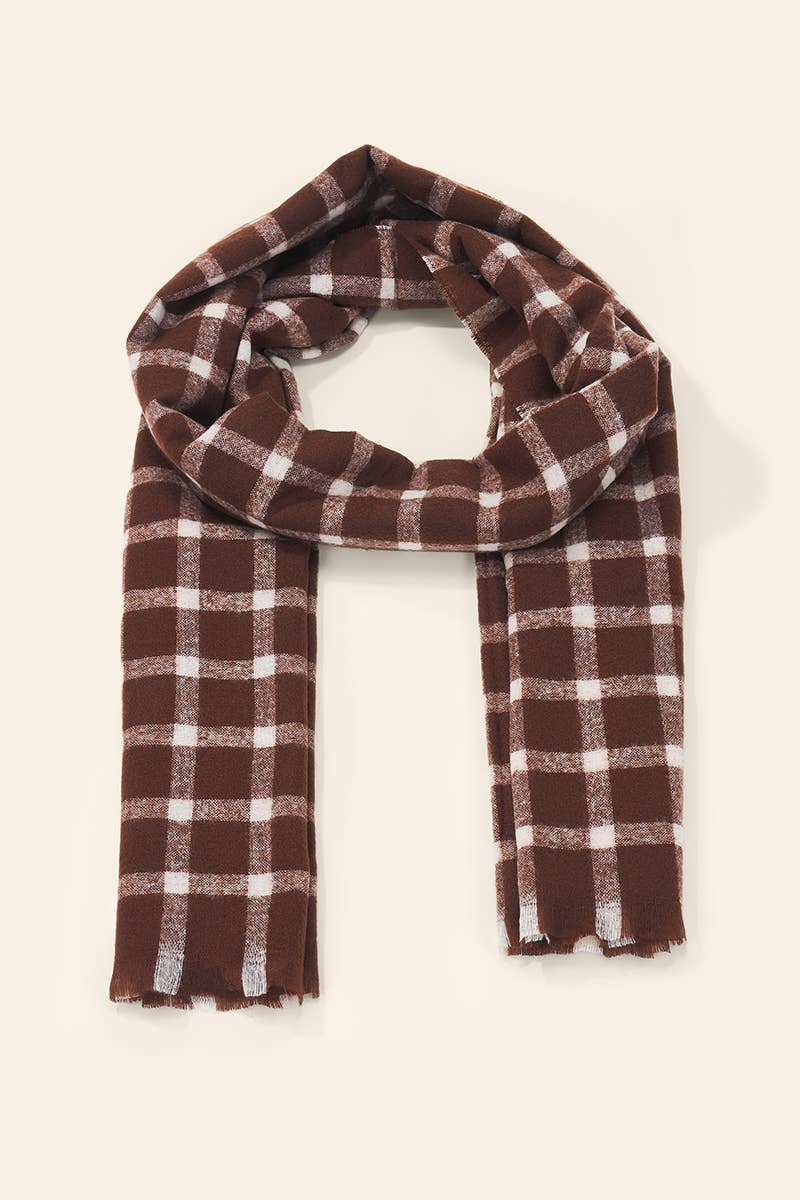 FL623DF plaid thin scarf