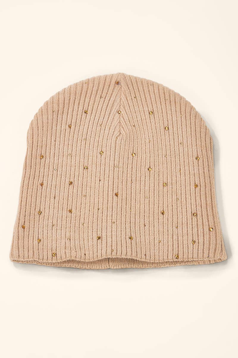 Rhinestone ribbed beanie MJ302SD