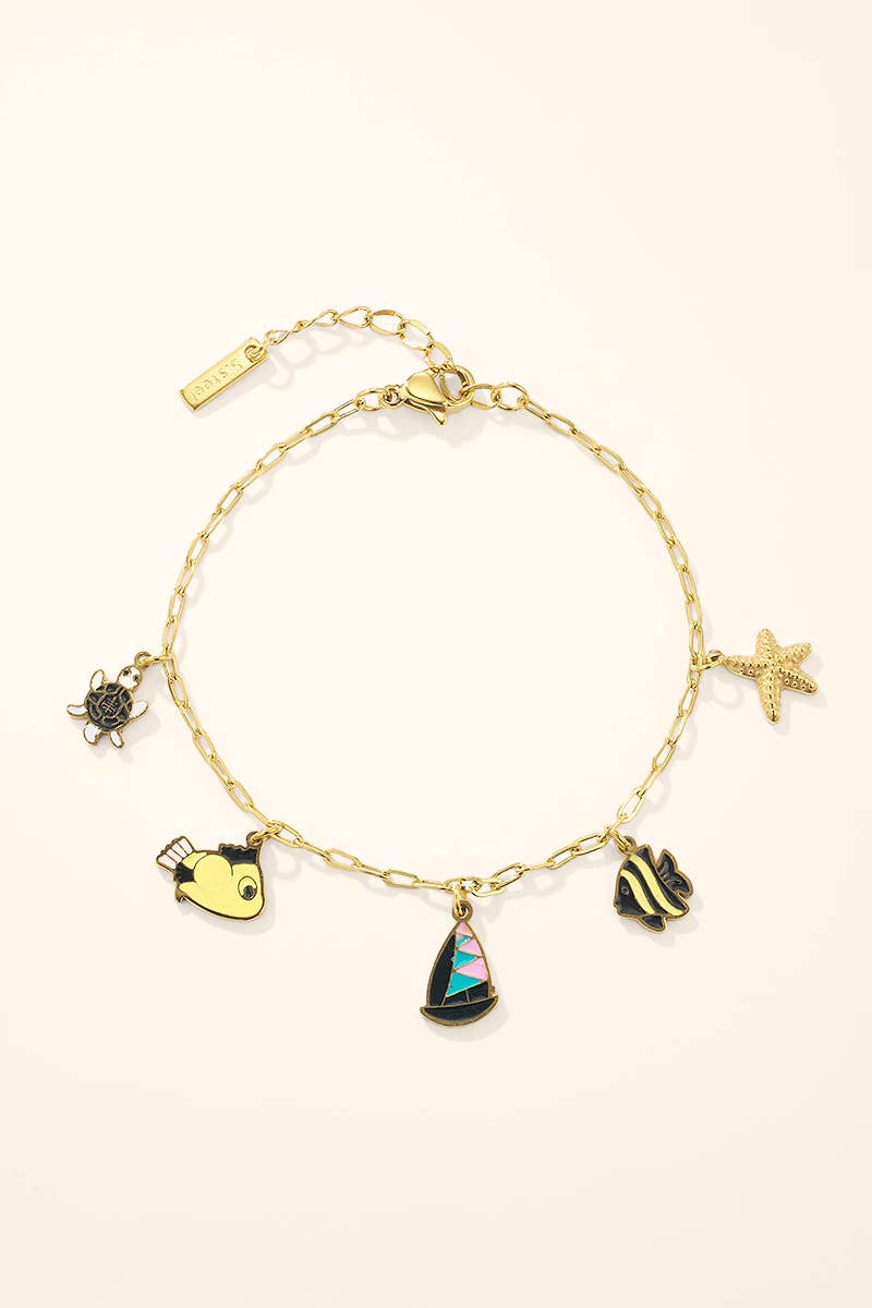 Bracelet breloques marines en acier inoxydable 324AQ392