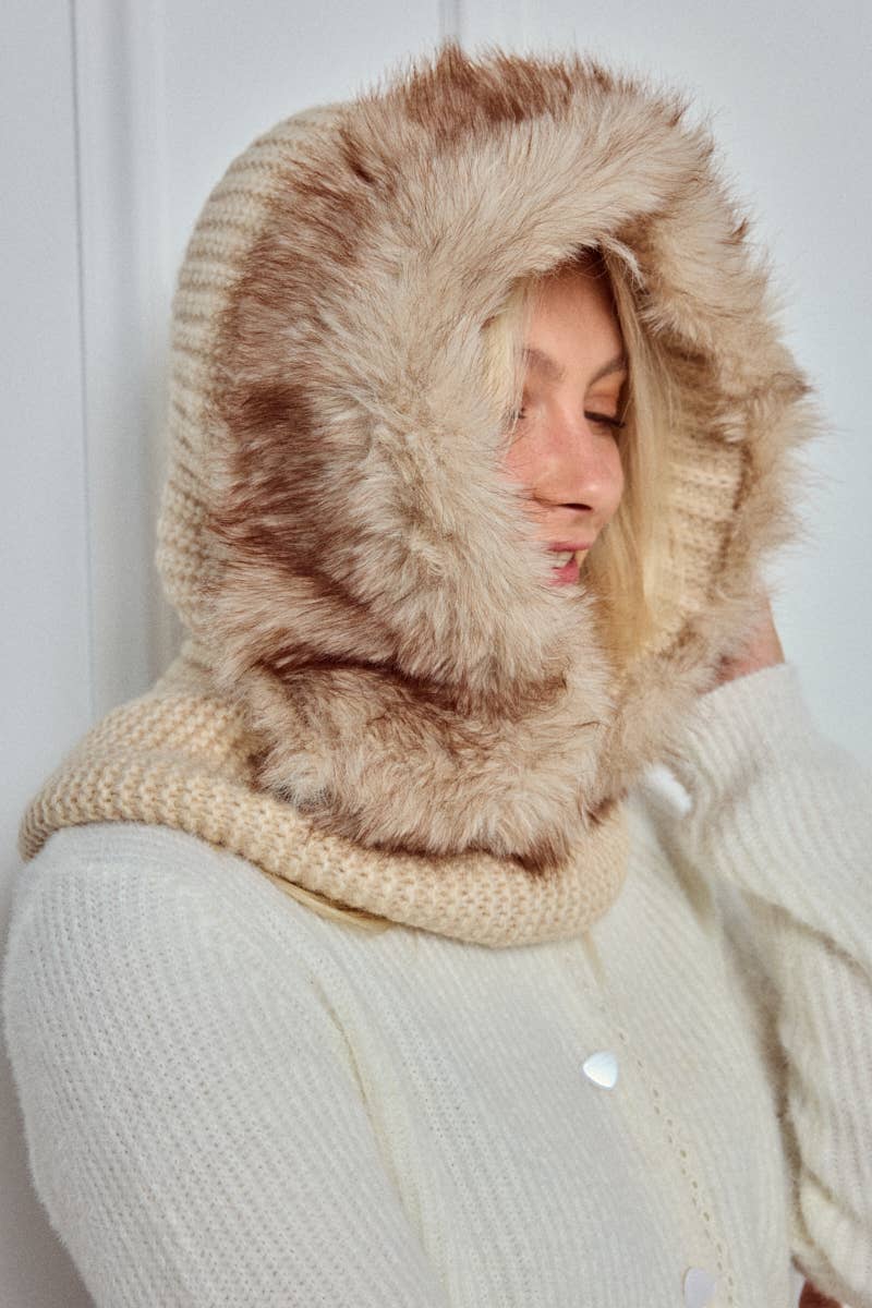 Wool beanie with faux fur MJ222SD