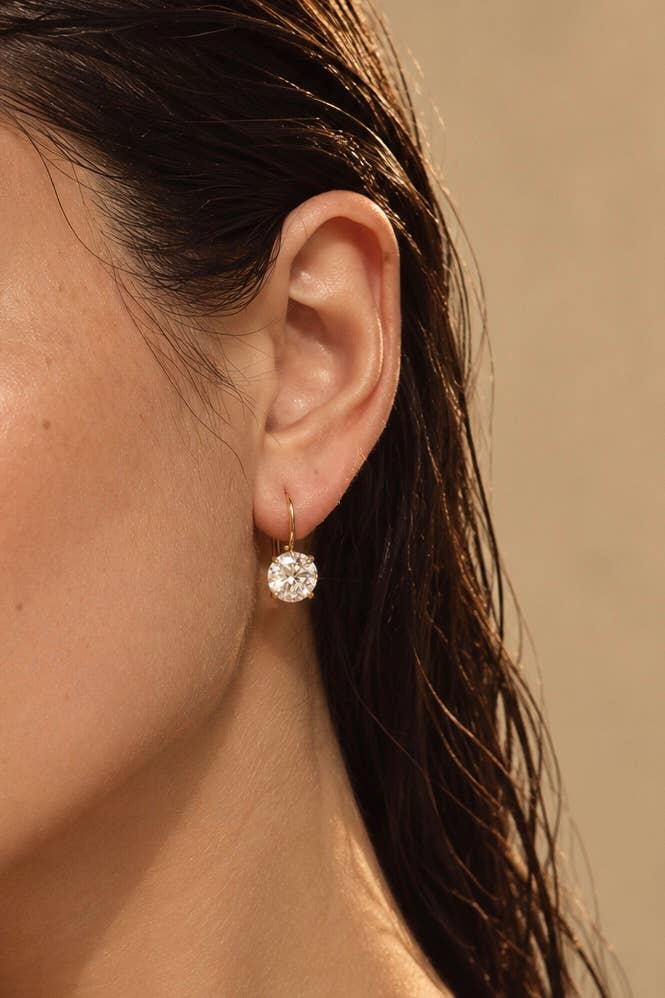 Boucles d'oreilles zircon rond en acier inoxydable 124AQ735
