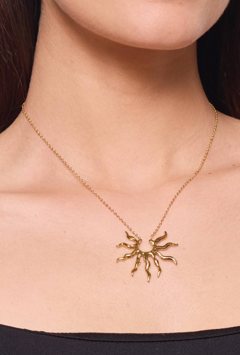 Stainless Steel Sunbeam Necklace 224AQ139