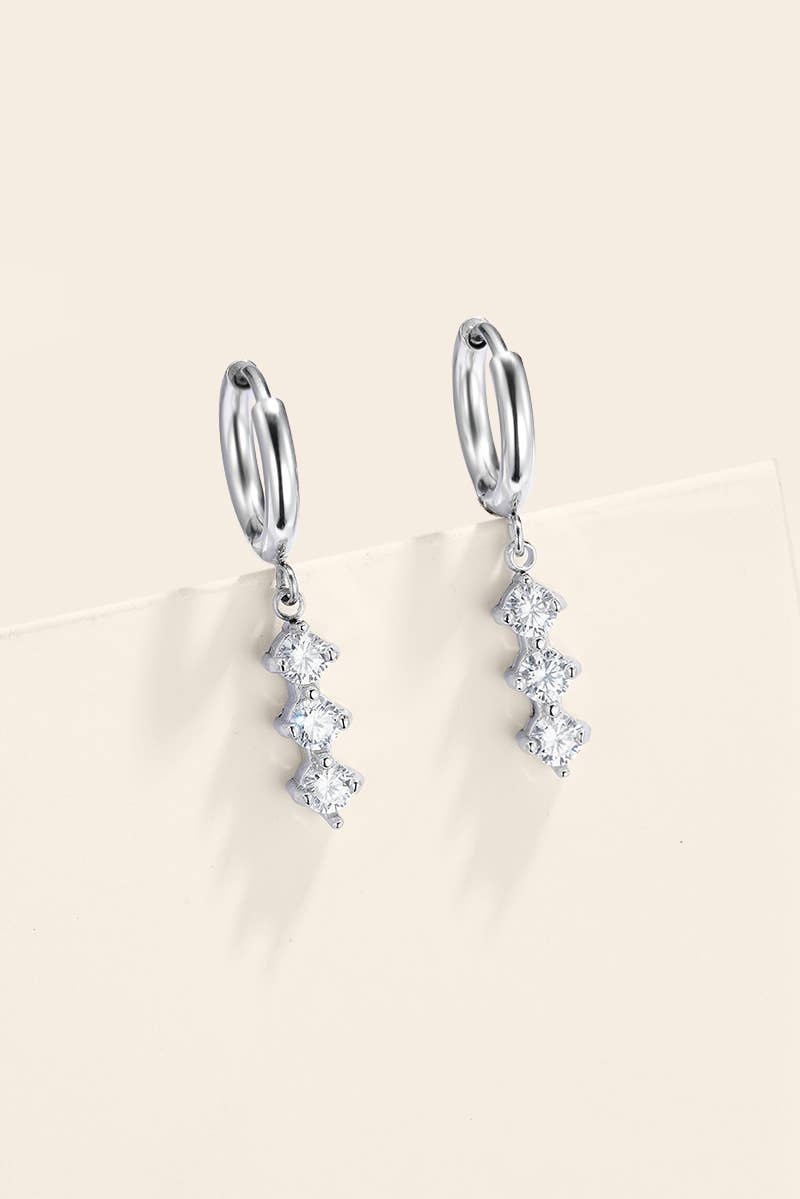 Stainless steel trilogy drop hoop earrings 124AQ796