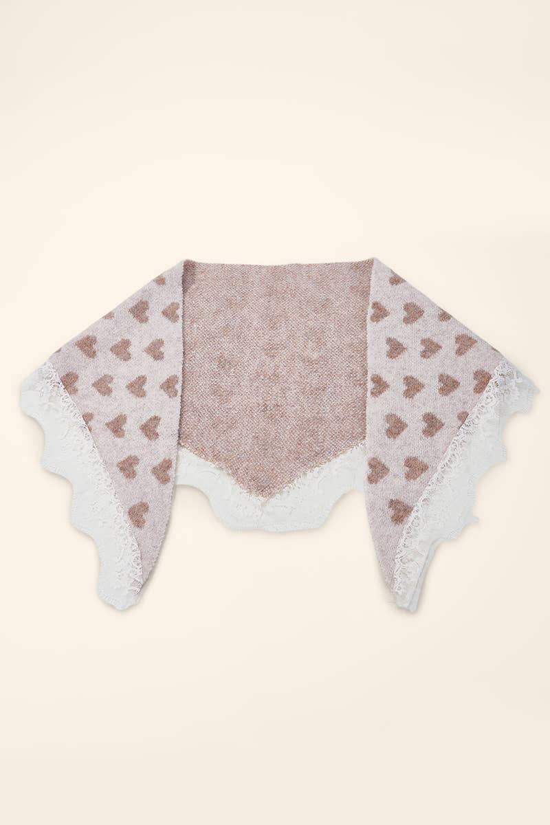 Heart and lace triangle scarf FL602DF