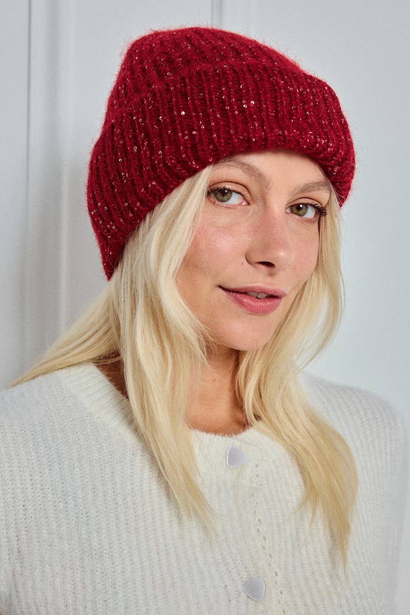 Metallic yarn wool beanie MJ202SD