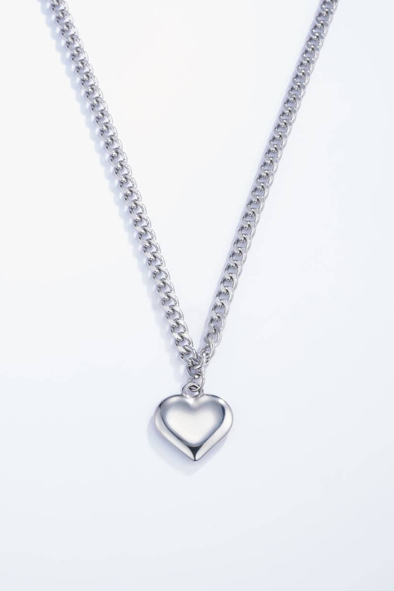 Collier épais avec cœur en acier inoxydable 224RX11
