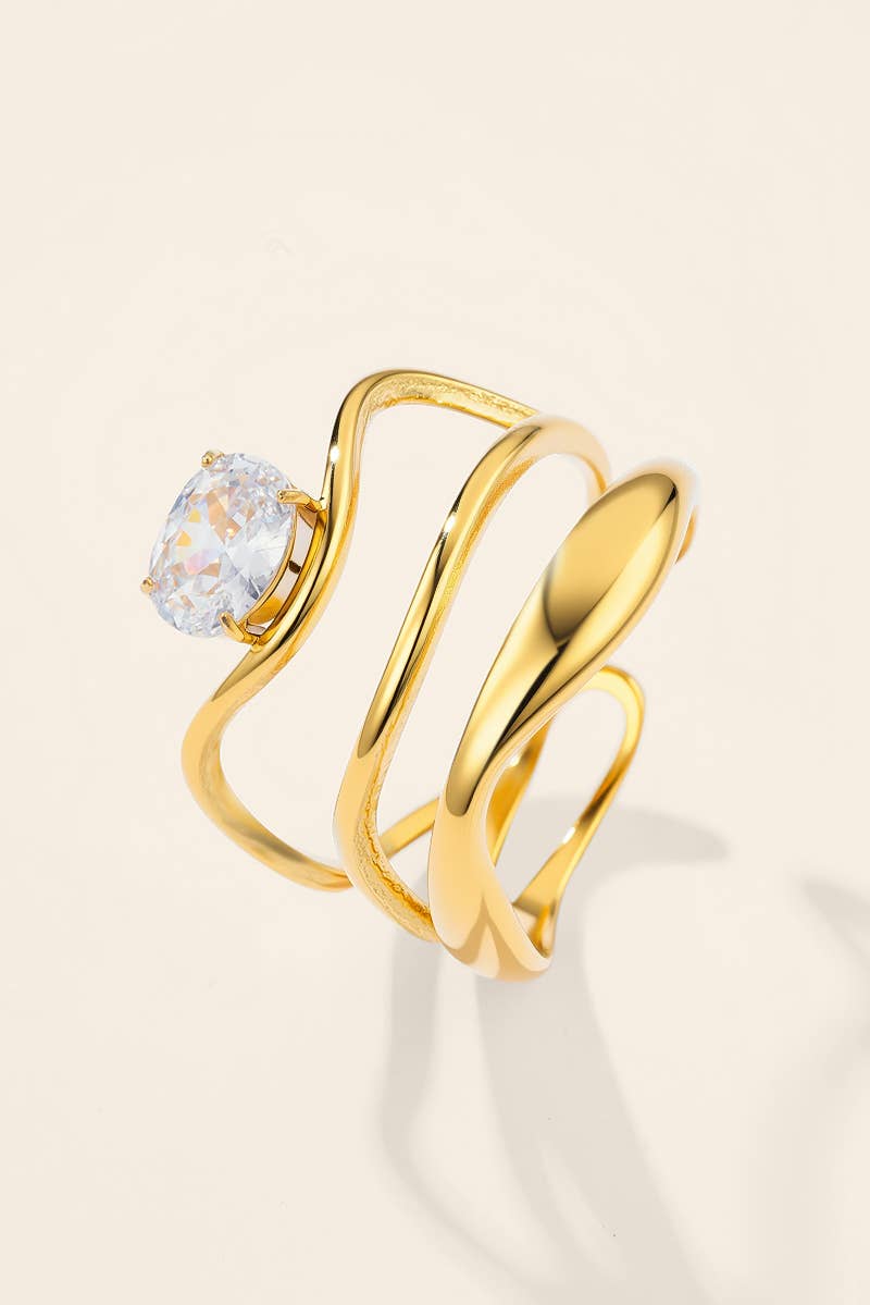 Bague solitaire multi-bandes en acier inoxydable 424AQ332