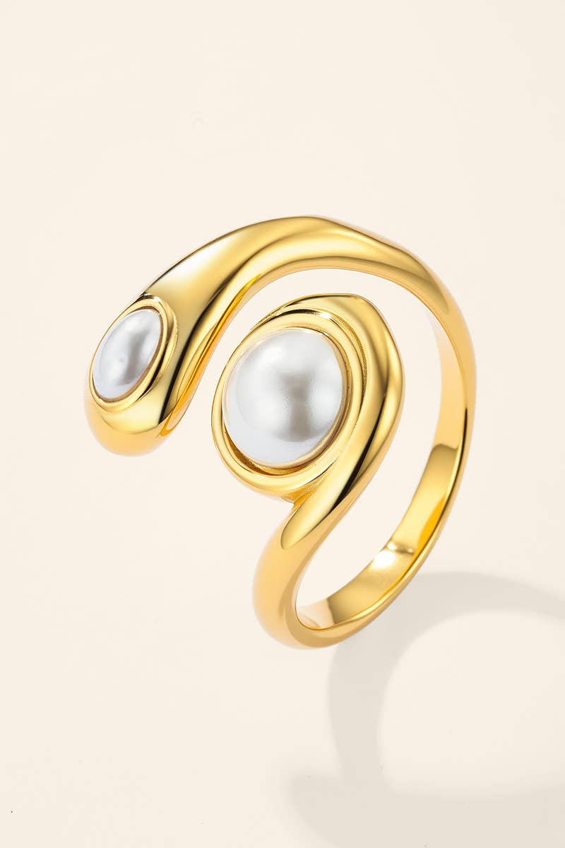 Bague entrelacée double perle en acier inoxydable 424AQ508