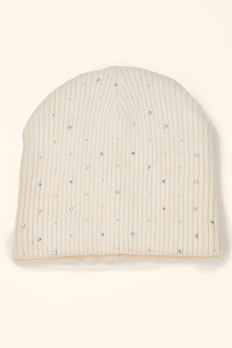 Rhinestone ribbed beanie MJ302SD