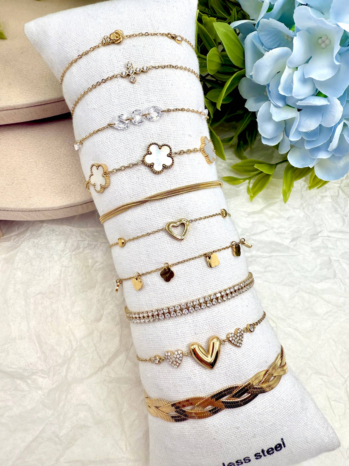 Set 10 bracelets en acier inoxydable sans présentoir SET339