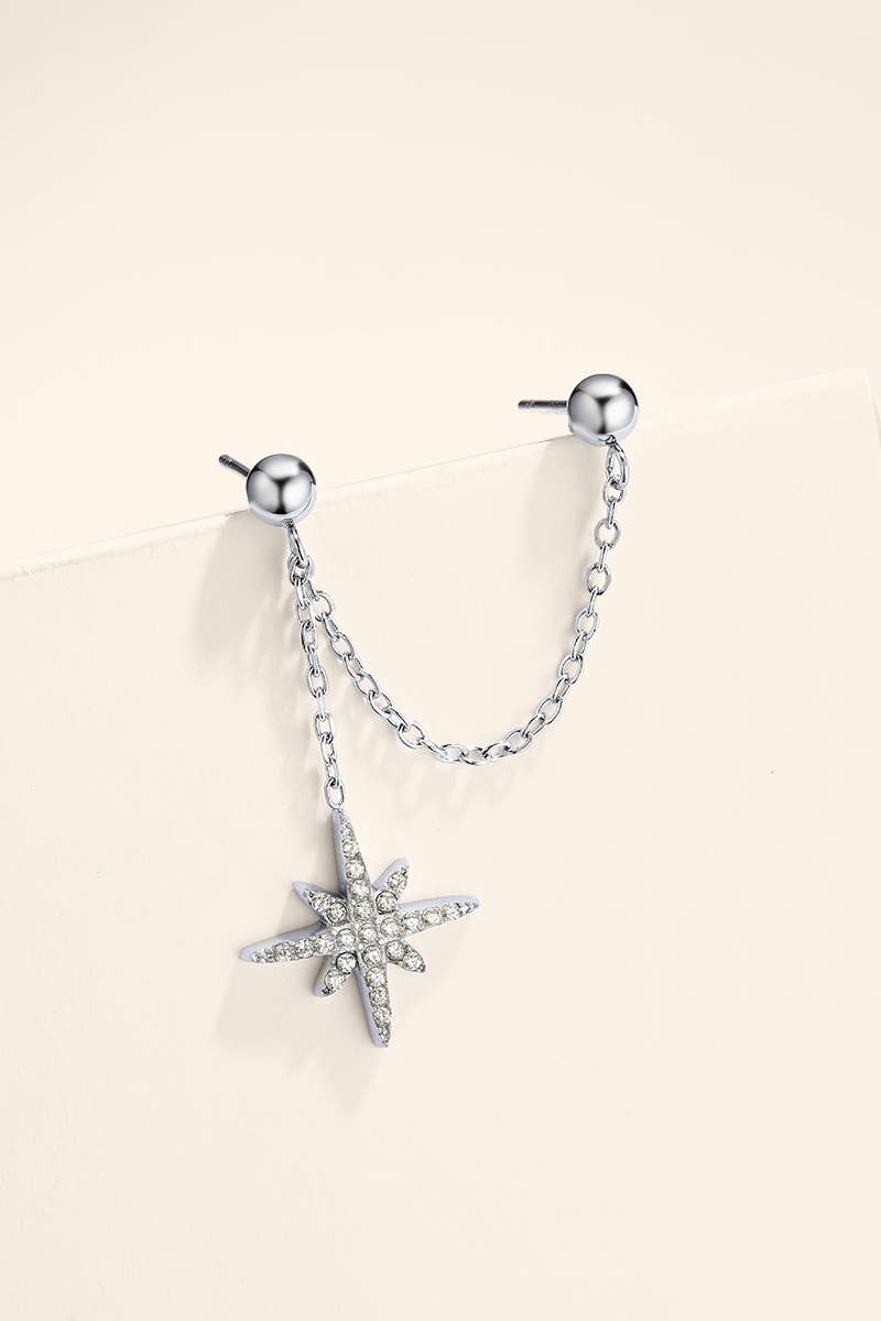 Single double-star piercing hoop in steel 124AQ760