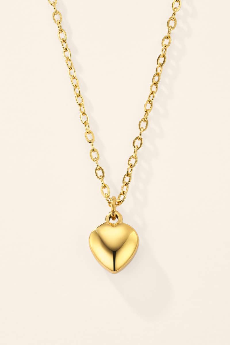 Collier pendentif cœur bombé en acier inoxydable 224AQ390